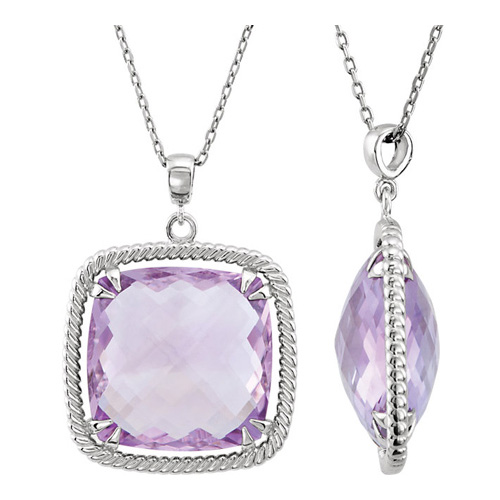 Sterling Silver Rose de France Quartz Necklace