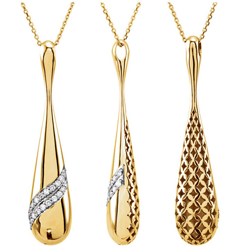 14kt Yellow Gold 1/3 Ct Diamond Tear Drop 18in Necklace