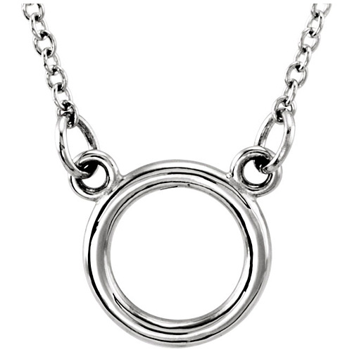 14kt White Gold Tiny Posh Open Circle on 18in Necklace