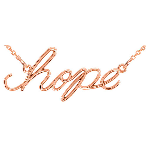 14k Rose Gold Hope Script Necklace
