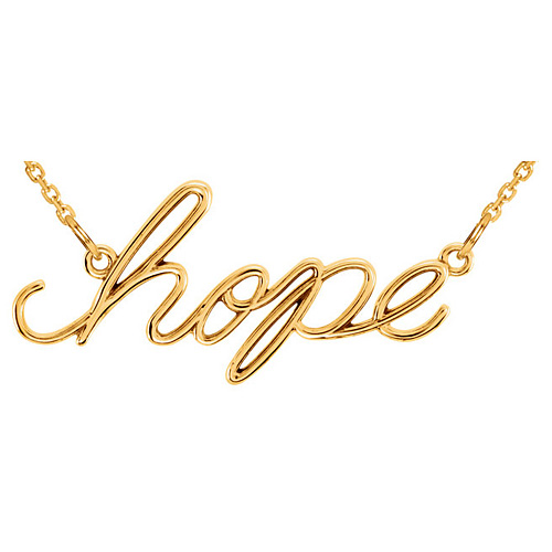 14k Yellow Gold Hope Script Necklace