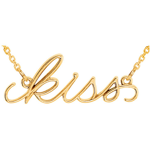 14kt Yellow Gold Kiss 16 1/2in Necklace