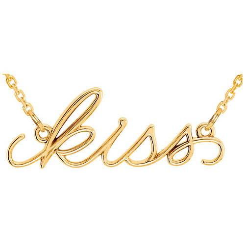 14k Yellow Gold Kiss Necklace