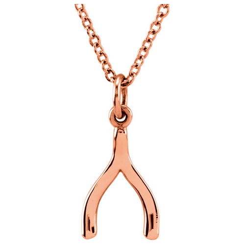 14k Rose Gold Tiny Posh Wishbone Necklace
