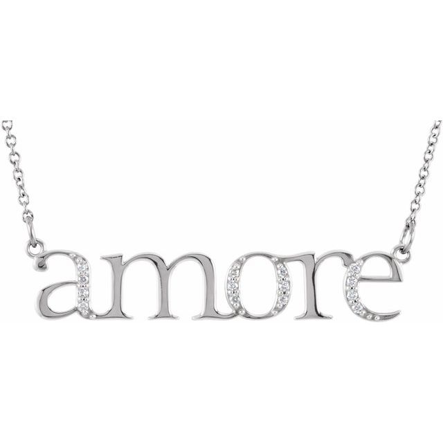 14k White Gold .08 ct Diamond Amore Necklace