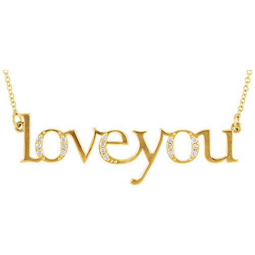 14kt Yellow Gold .08 ct Diamond Love You 16in Necklace
