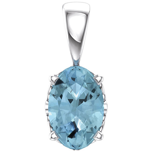 14kt White Gold 2/5 ct Oval Aquamarine Pendant