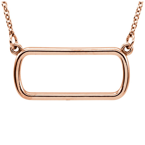 14kt Rose Gold Soft Rectangle 16in Necklace