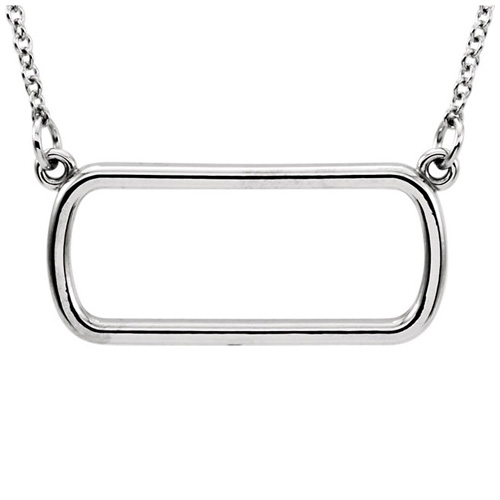 14kt White Gold Soft Rectangle 16in Necklace