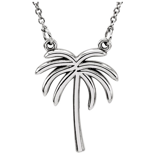 14k White Gold Palm Tree Necklace
