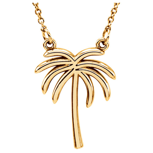 14k Yellow Gold Palm Tree Necklace