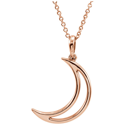 14kt Rose Gold Crescent Moon 16in Necklace