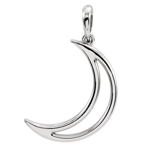 14kt White Gold Crescent Moon Pendant