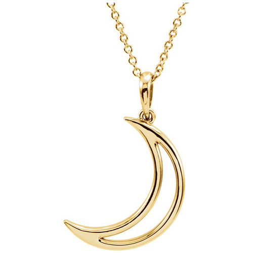 14kt Yellow Gold Crescent Moon 16in Necklace