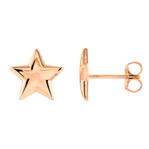 14kt Rose Gold 10mm Star Stud Earrings 