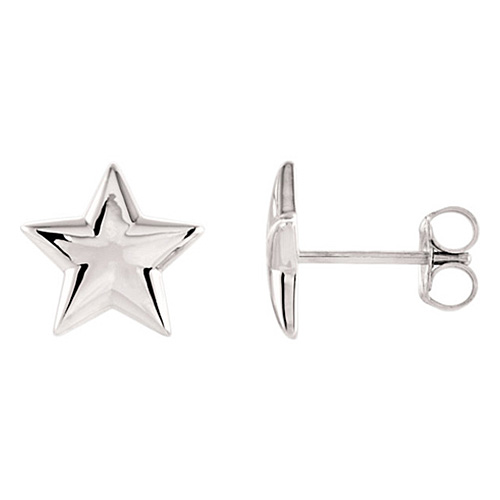 14kt White Gold 10mm Star Stud Earrings 