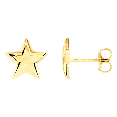 14kt Yellow Gold 10mm Star Stud Earrings 