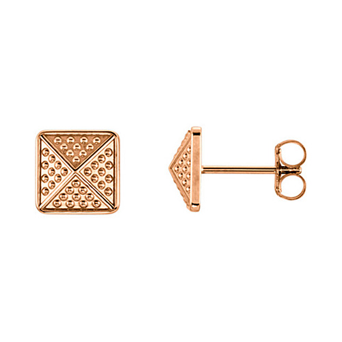 14kt Rose Gold Pebble Pyramid Earrings 