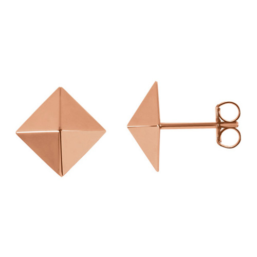14kt Rose Gold Pyramid Design Earrings 