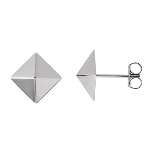 14kt White Gold Pyramid Design Earrings