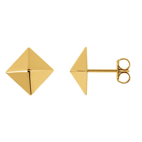14kt Yellow Gold Pyramid Design Earrings