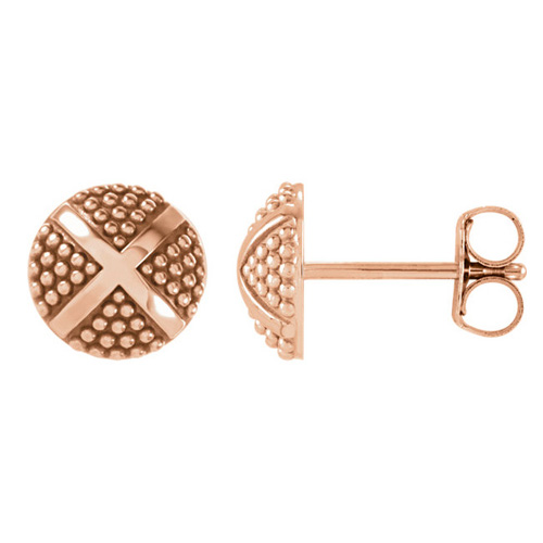 14kt Rose Gold Pebble X Stud Earrings 