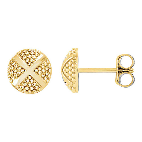 14kt Yellow Gold Pebble X Stud Earrings 