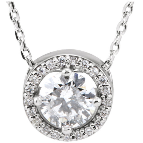 14kt White Gold Halo 1/2 ct Diamond Slide Necklace