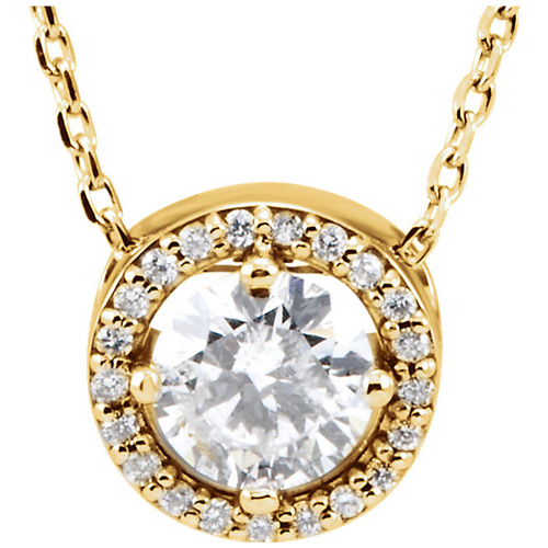 14kt Yellow Gold Halo 1/2 ct Diamond Slide Necklace