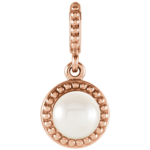 14kt Rose Gold 6mm Freshwater Cultured Pearl Beaded Pendant