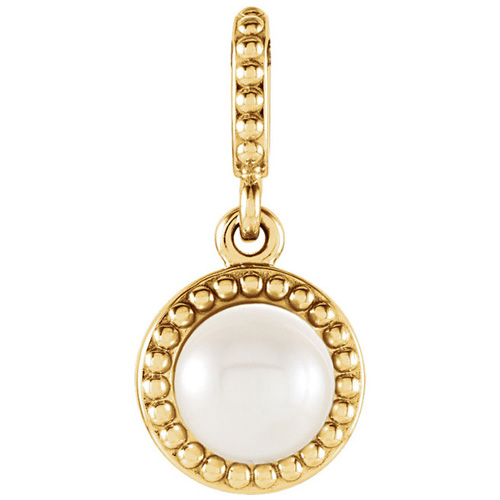 14kt Yellow Gold 6mm Freshwater Cultured Pearl Beaded Pendant