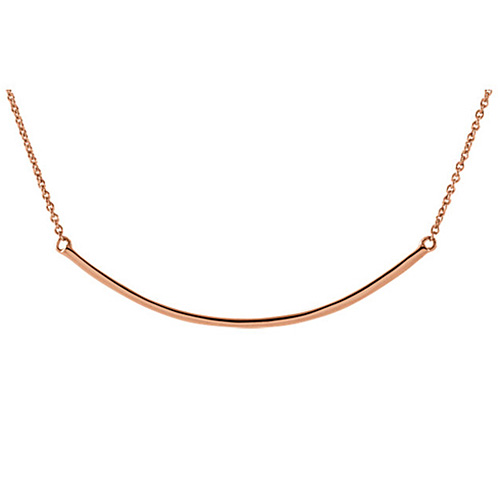 14kt Rose Gold Curved Bar on 18in Necklace