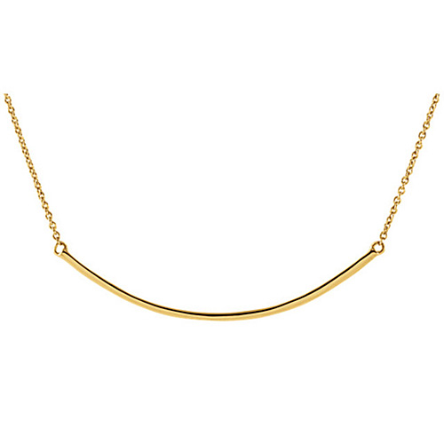 14kt Yellow Gold Curved Bar on 18in Necklace