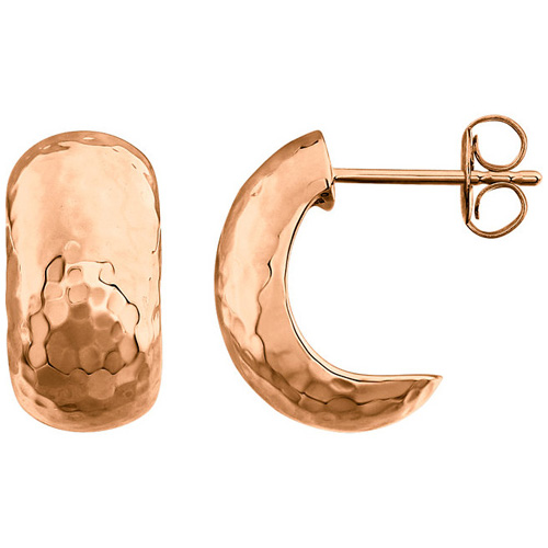 14kt Rose Gold 5/8in Hammered Hoop Earrings