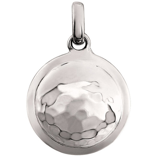 14kt White Gold 1/2in Hammered Disc Pendant