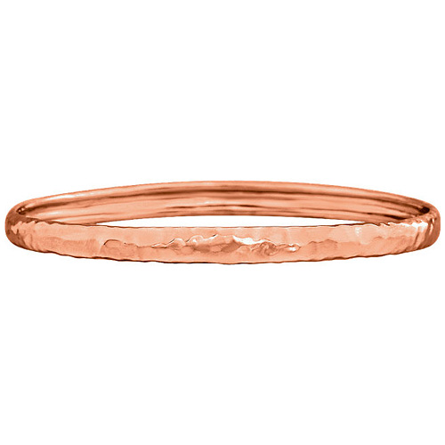 14kt Rose Gold 7 1/2in Hammered Bangle Bracelet