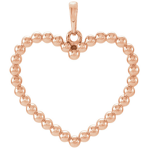 14kt Rose Gold 7/8in Beaded Heart Pendant