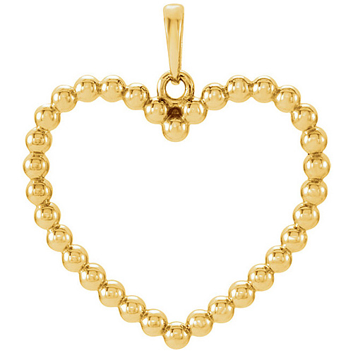 14kt Yellow Gold 7/8in Beaded Heart Pendant