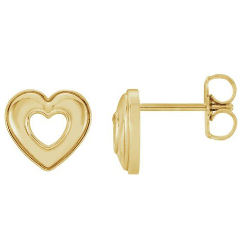 14kt Yellow Gold Beveled Cut-out Heart Stud Earrings JJ86098Y