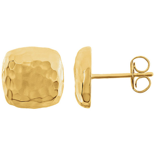 14kt Yellow Gold 3/8in Square Hammered Stud Earrings
