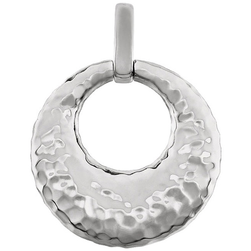 14kt White Gold Hammered Circle Pendant