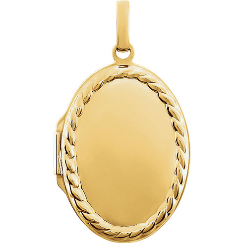 14kt Yellow Gold 1in Oval Locket with Rope Border