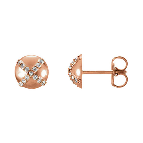14kt Rose Gold 1/8 ct Diamond Accent Button Earrings