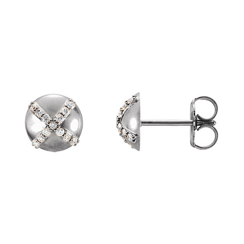 14kt White Gold 1/8 ct Diamond Accent Button Earrings