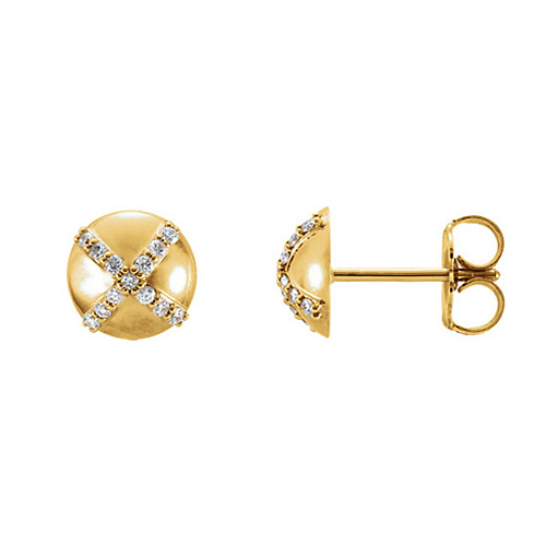 14kt Yellow Gold 1/8 ct Diamond Accent Button Earrings