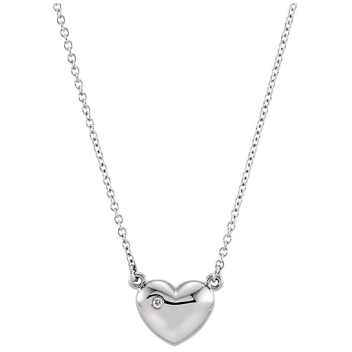 14kt White Gold .01 ct Diamond Heart 16in Necklace