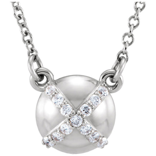 14kt White Gold .07 ct Diamond Accent Button 16in Necklace