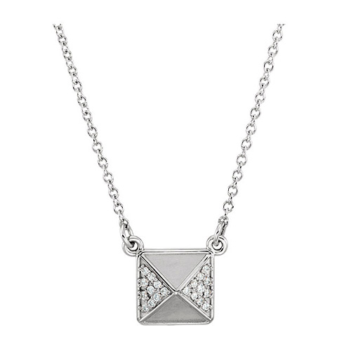 14kt White Gold .05 ct Diamond Pyramid 16in Necklace