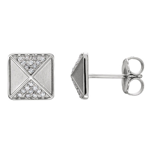 14kt White Gold 1/10 ct Diamond Pyramid Earrings