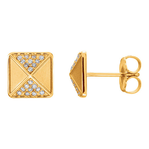 14kt Yellow Gold 1/10 ct Diamond Pyramid Earrings